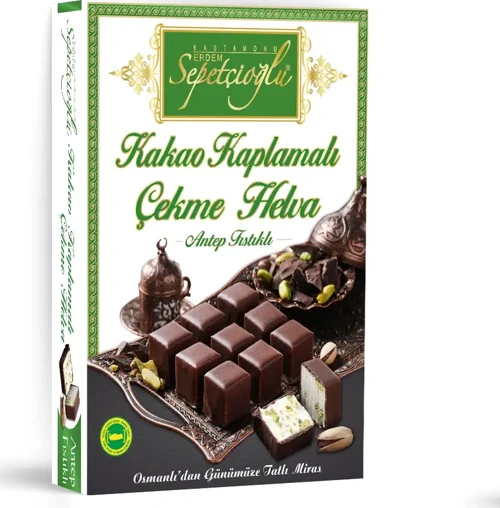 Kastamonu Meşhur Sepetçioğlu Kakao Kaplamalı Antep Fıstıklı Çekme Helva 320G