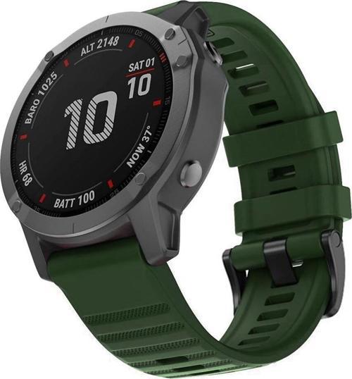 Garmin Fenix 6X Pro Kordon Quick Fit Strap Band Koyu Yeşil