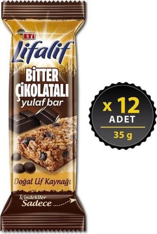 Lifalif Bitter Çikolatalı Yulaf Bar 35 gr x 12 Adet