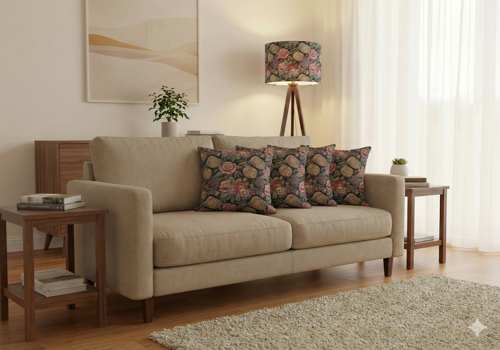 Çiçek ve İplik Desenli 2'li Kırlent 40 x 40