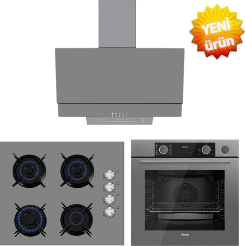 ve AFM Tech Markalı / CEYİZE FRYART AİRFRY /ANTRASİT Ankastre Set ( XE64PR + FM2210 + FM3407)