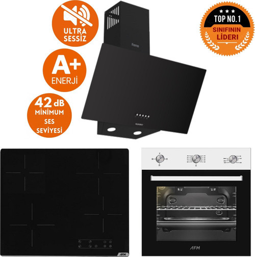 ve AFM Tech Markalı / Elite Elektrikli Vitro. Sessiz Ankastre Set (D086-SA + V6-04 + FM7301)
