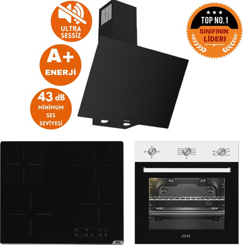 ve AFM Tech Markalı / Cook Elektrikli Vitro. Sessiz Ankastre Set (D077-SA + V6-04 + FM7301)