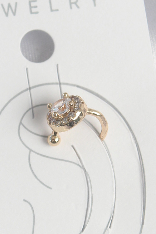 Pirinç Gold Renk Zirkon Taşlı Kadın Kıkırdak Küpe