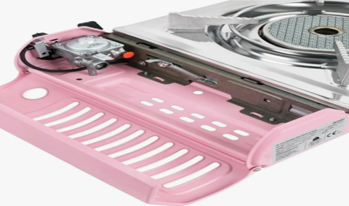 Tekli Mini Portatif Kamp Ocağı pembe renk ocak
