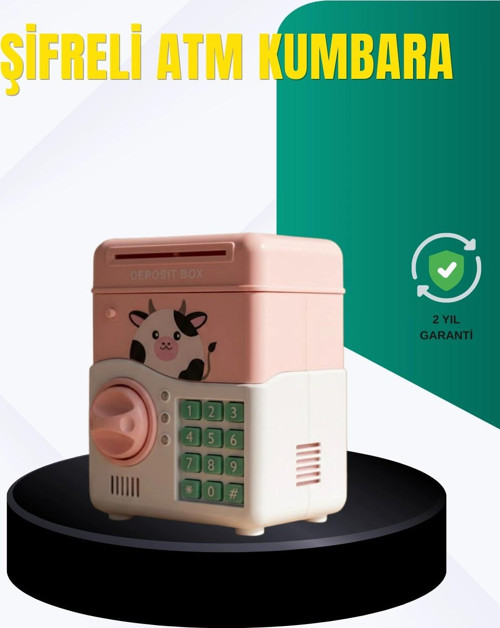 Pembe Şifreli Eğitici ATM Kasa Çocuk Kumbarası