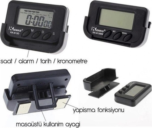Ev ve Araç Tipi Dijital Saat Kronometreli Alarmlı Pilli Saat (5047)