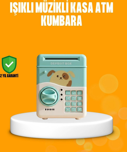Su Yeşili ATM Kasa Görünümlü Elektronik Şifreli Çocuk Kumbarası