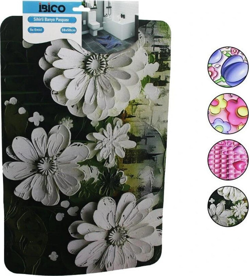DİKDÖRTGEN - DESENLİ 38X58CM SU EMİCİ - SİHİRLİ BANYO PASPASI ELASTİK (5047)