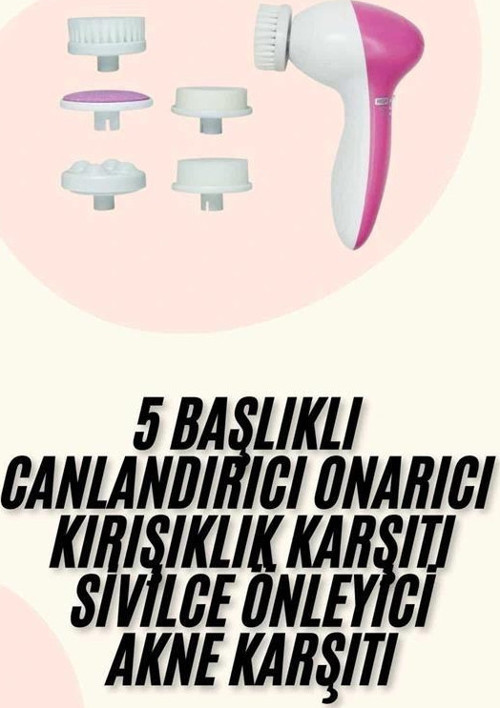 5 Başlıklı Titreşimli Cilt Temizleme Seti Canlandırıcı ve Onarıcı