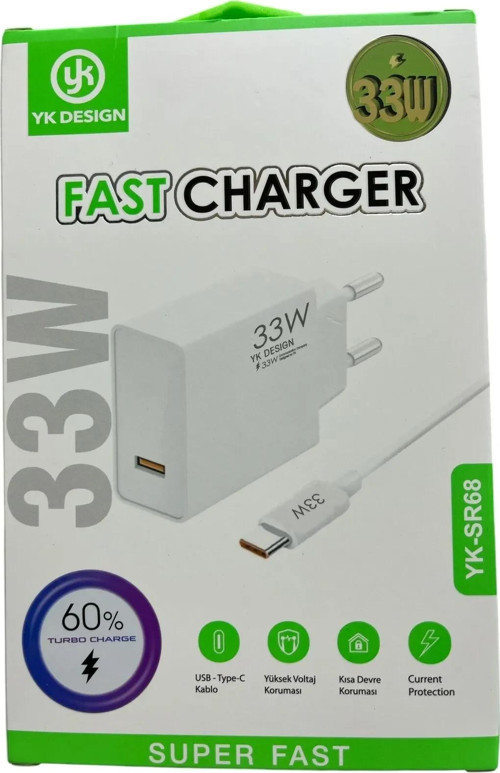 Usb Type-c 33W Şarj Aleti YK-SR68 (5047)