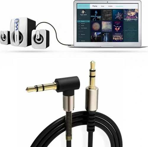 3.5mm AUX Kablosu Jak Erkek Erkek L Tipi 1 Metre Ses Aktarım Kablosu (5047)