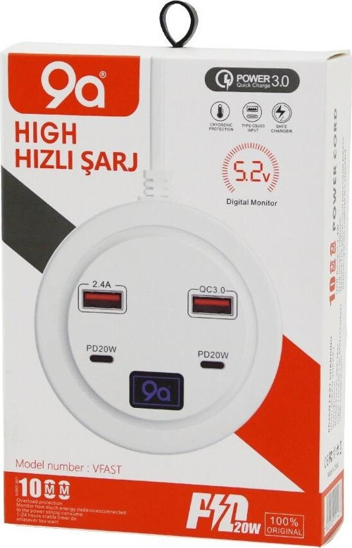 HIGH POWER 3.0 VFAST KY-100 ÇOKLU= 4 LÜ HIZLI ŞARJ SETİ 2AD -PD20W=TYPE-C - 2.1A + QC3.0= USB