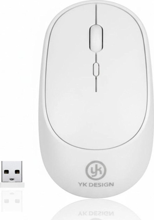 Beyaz Renkli Ergonomik Sessiz Kablosuz Mouse – USB Alıcılı, Ofis ve Oyun İçin Konforlu Bilgisayar Fa