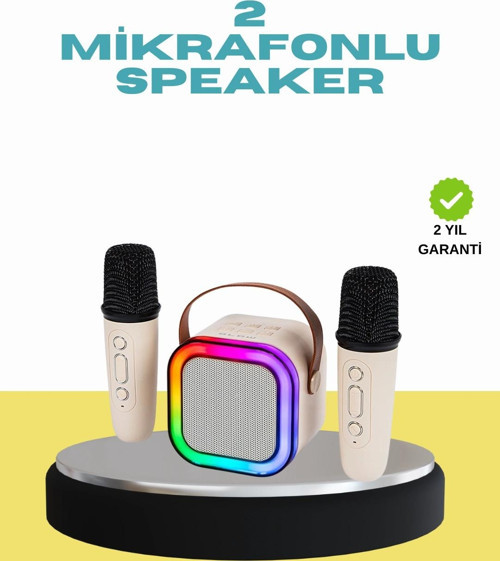 LED Işıklı Taşınabilir Karaoke Hoparlör – USB & AUX Girişli