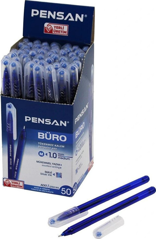 50 ADET PENSAN BÜRO MAVİ TÜKENMEZ KALEM M-MEDİUM - 1.0MM UÇ (5047)