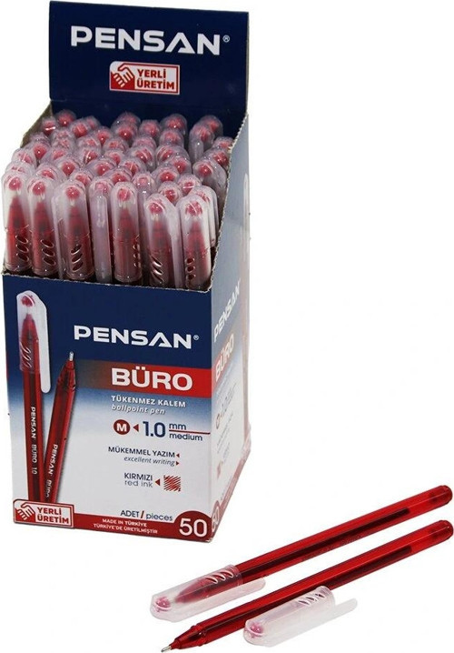 50 ADET PENSAN BÜRO KIRMIZI TÜKENMEZ KALEM M-MEDİUM - 1.0MM UÇ (5047)