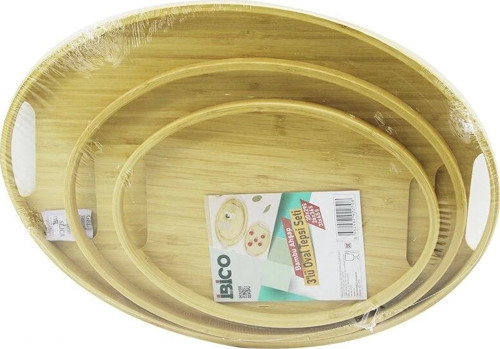 OVAL - 3 BOY BAMBU AHŞAP TEPSİ SETİ 20X29--26X36--31X45CM (5047)