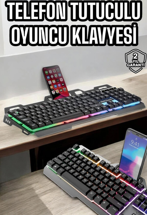 Oyuncu Klavyesi Q Klavye RGB Işıklı Mouse Hediyeli
