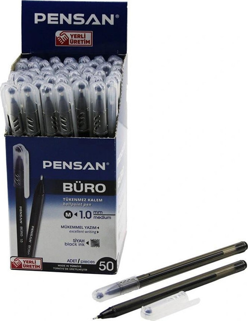 50 ADET PENSAN BÜRO SİYAH TÜKENMEZ KALEM M-MEDİUM - 1.0MM UÇ (5047)