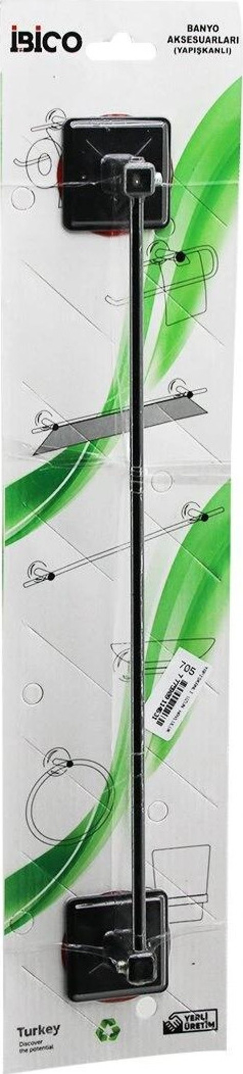 SİYAH UZUN METAL HAVLULUK YAPIŞKANLI MONTAJ BNY-705 (5047)