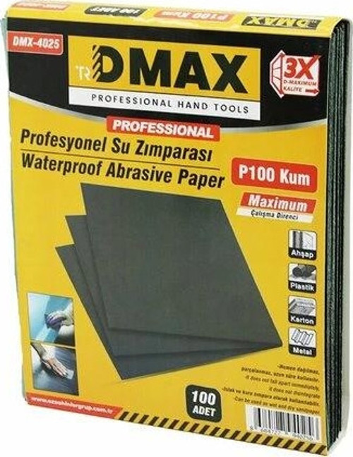 100 ADET P100 KUM - KAĞIT - SU ZIMPARASI -230X280MM - KULLANIM= METAL - AHŞAP - PLASTİK - KARTON (50