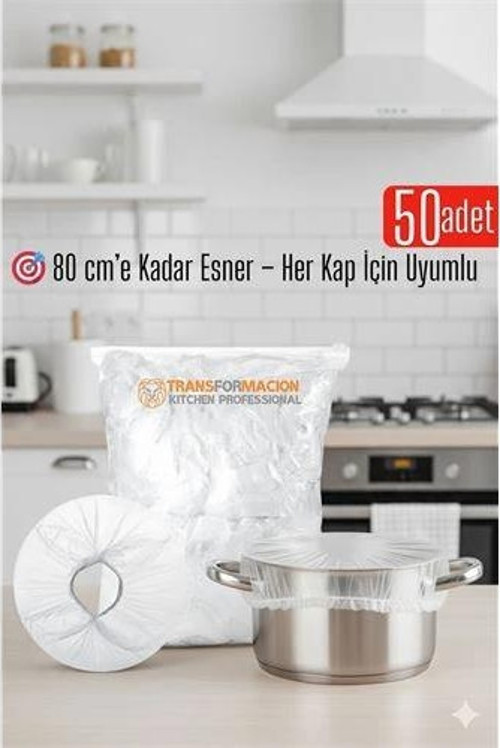 50'li Tencere Bonesi - 80 cm Esnek Streç Kapak Seti, Gıda Koruma İçin