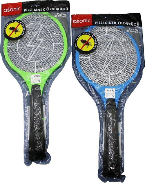 ASONİC AS-A22 PİLLİ RAKET MODELİ SİNEK ÖLDÜRÜCÜ CIZ 2000V 3 ÖRGÜ TASARIM 21X50CM (5047)