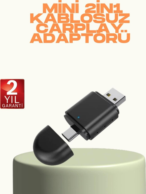 Kablosuz CarPlay ve Android Auto Adaptörü – USB-A & Type-C Girişli Akıllı Dönüştürücü