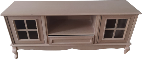 Tv Sehpa ST 17420 Pencere Nakış Klasik Model Kayın ASLAN Ayak HAM 150cm El Yapım
