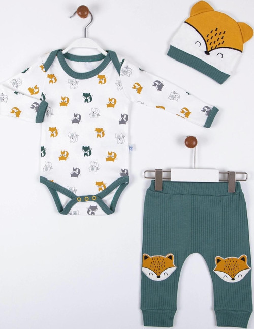Little Fox Desenli 3'lü % 100 Pamuklu Erkek Takım
