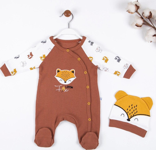 Little Fox Desenli % 100 Pamuk Erkek Bebek Tulumu
