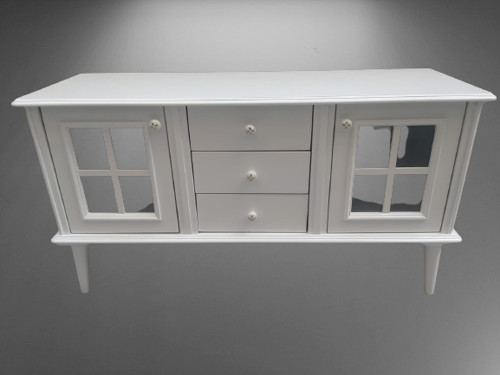 Tv Sehpa ST 17451 Pencere Model Ahşap Kayın Retro Ayak Parlak Ceviz Renk El Yapımı