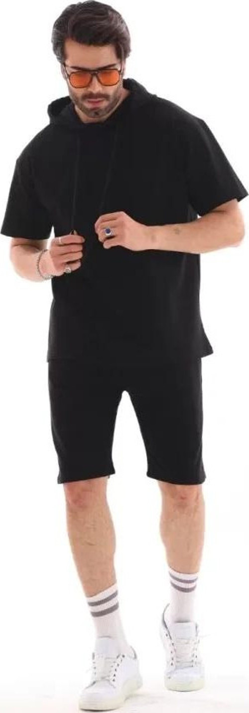 Unisex Kapşonlu Oversize TShirt Şortlu Takım