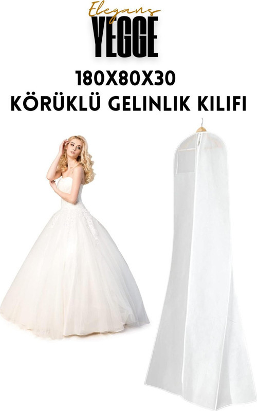 Elegans Gelinlik Kılıfı, Körüklü Gelinlik Koruma ve Taşıma Çantası Gelinlik Abiye Kılıfı Kalın Kılıf