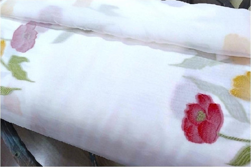 tül perde-Çicek desenli-1/2 pile (seyrek pile)