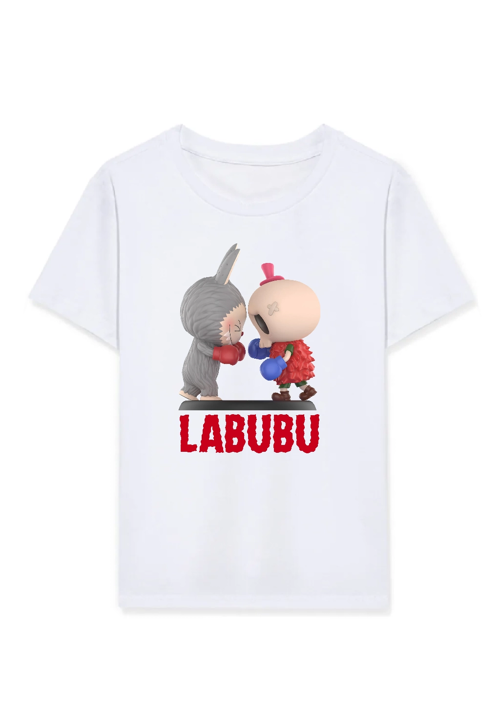Kız Labubu Çocuk Baskılı T-Shirt - Beyaz