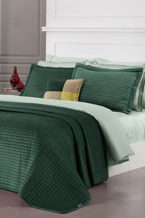 Dustin Yeşil Çift Kişilik Yatak Örtüsü Seti