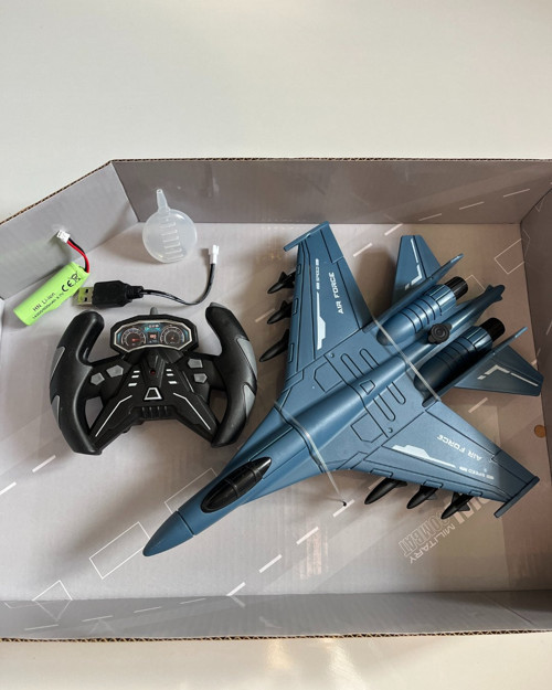 Uzaktan Kumandalı 2.4G Şarjlı Duman Atan Uçak Mavi 28 Cm