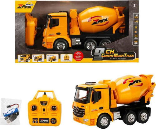 1:18 Sesli ve Işıklı Uzaktan Kumandalı Beton Mikseri – 30 cm USB Şarjlı İnteraktif İş Makinesi