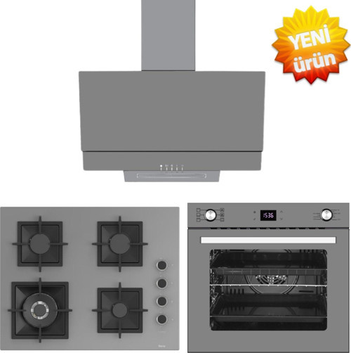 ve AFM tech Markalı / Griezmo Antrasit Ankastre Set (SC408-WFA 1'WOK + FM3407 + FM7710)