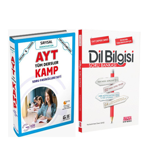 Gür Yayınları AYT Sayısal Kamp Soru Fasikülleri ve AKM Dil Bilgisi Soru Bankası Seti 2 Kitap
