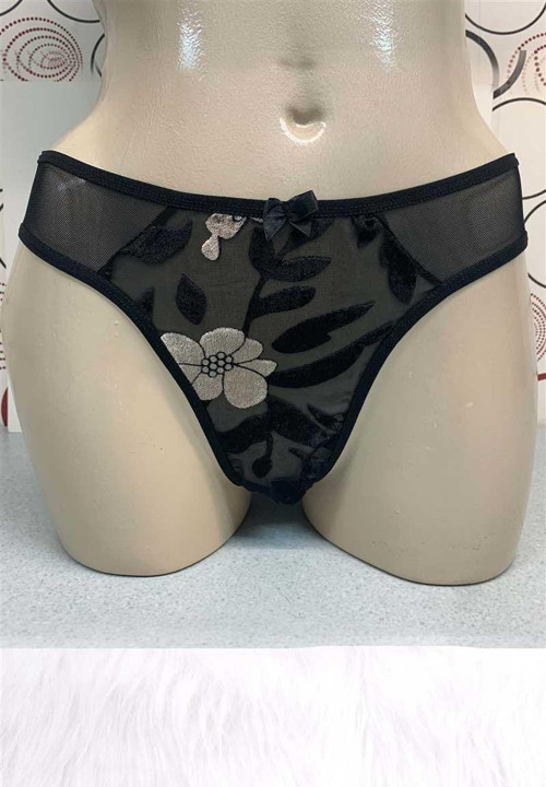 Kadın Tüllü Çiçek Baskılı Slip