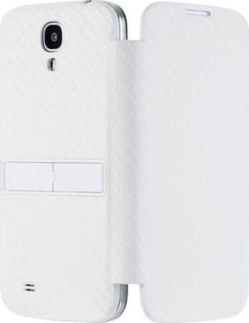 i9500 Galaxy S4 ile Uyumlu Kickstand Folio Kılıf Beyaz