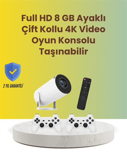 TÇift Kollu Tasarımlı Kablosuz Projeksiyon – 4K, 10.000 Oyun ve Smart App Desteği