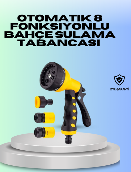 Ayarlanabilir Basınçlı 8 Modlu Bahçe Sulama Tabancası Hortum Aparatı