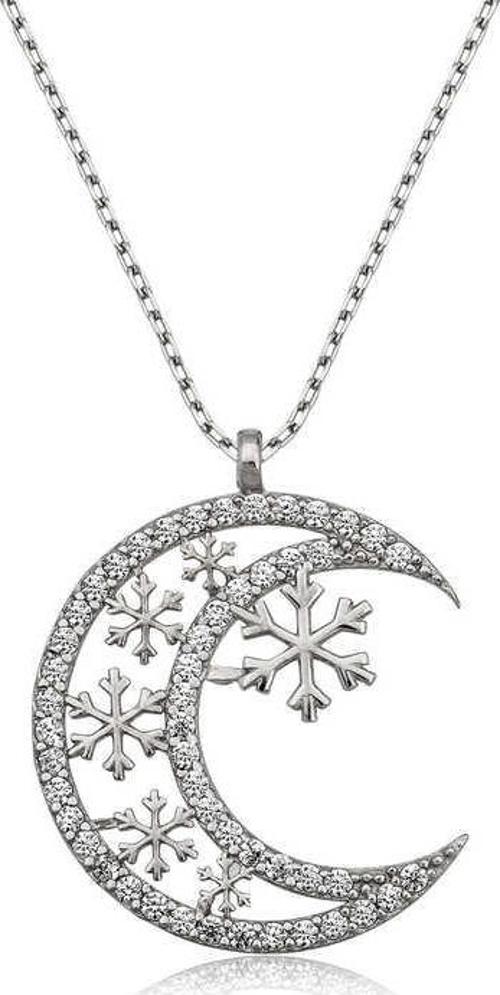 ​925 Ayar Gümüş Ay Kar Tanesi Kadın Gümüş Kolye