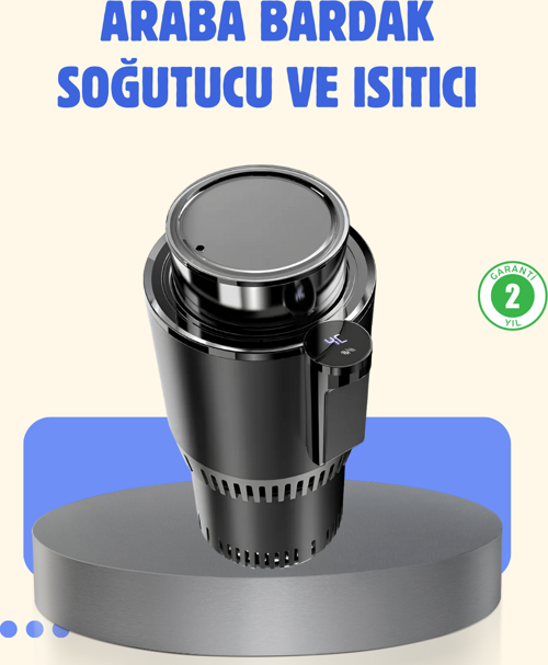 Araç İçi Akıllı Bardaklık Isıtıcı Soğutucu Dijital Ekranlı