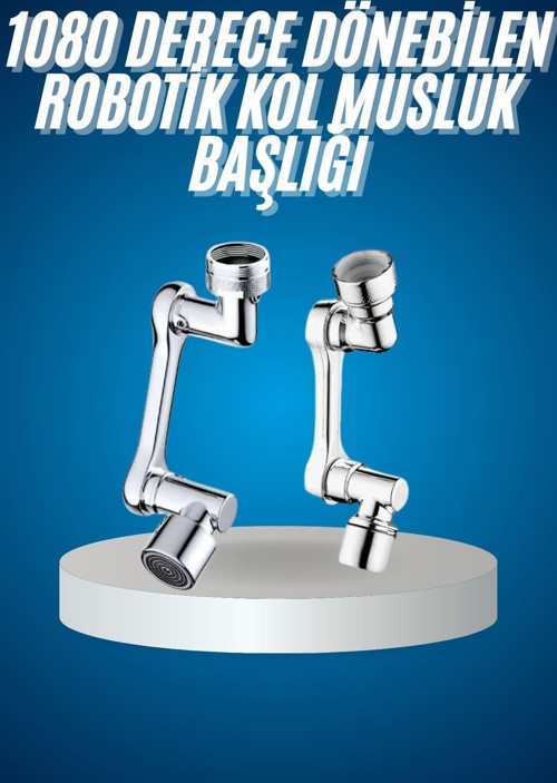 180 Derece Dönebilen Fonksiyonel Paslanmaz Çelik Robotik Kol Musluk Başlığı