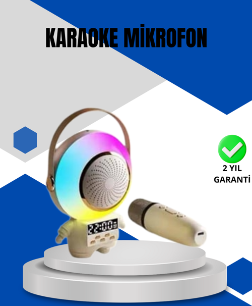 Kablosuz Mikrofonlu Astronot Tasarım Bluetooth Speaker Karaoke